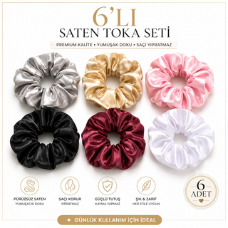 Parlea Palette | 6'lı Renkli Saten Saç Tokası Seti – Saç Koruma