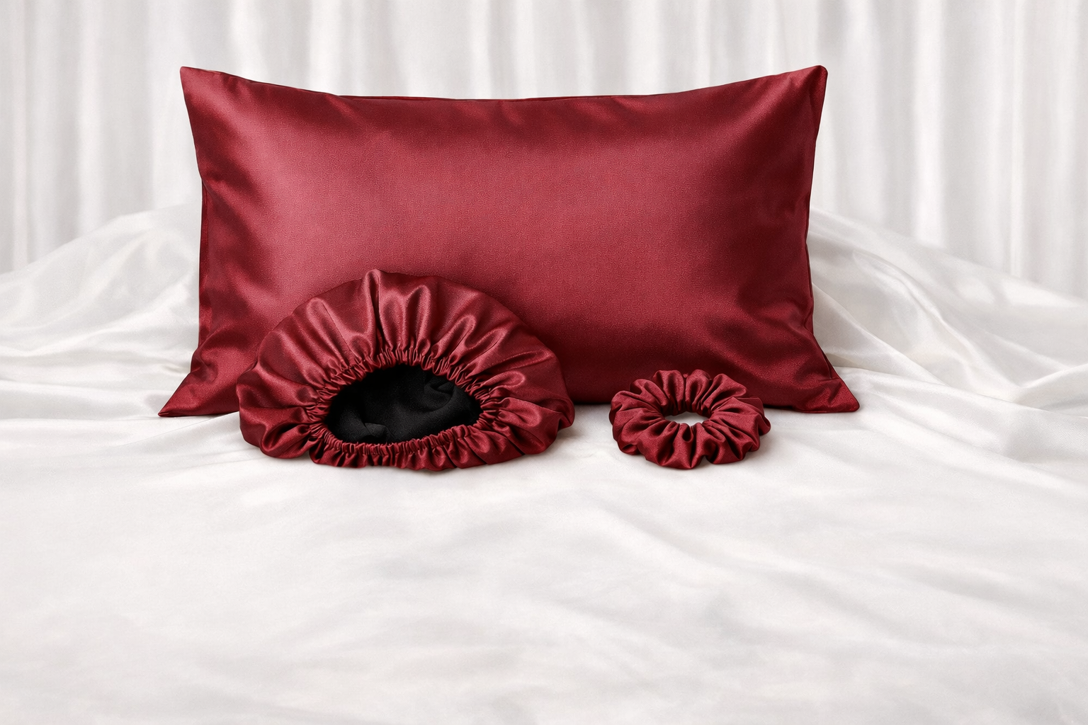 İpek Dokulu Saten Yastık Kılıfı Saten Bone Saten Toka Güzellik Saç Bakım Seti