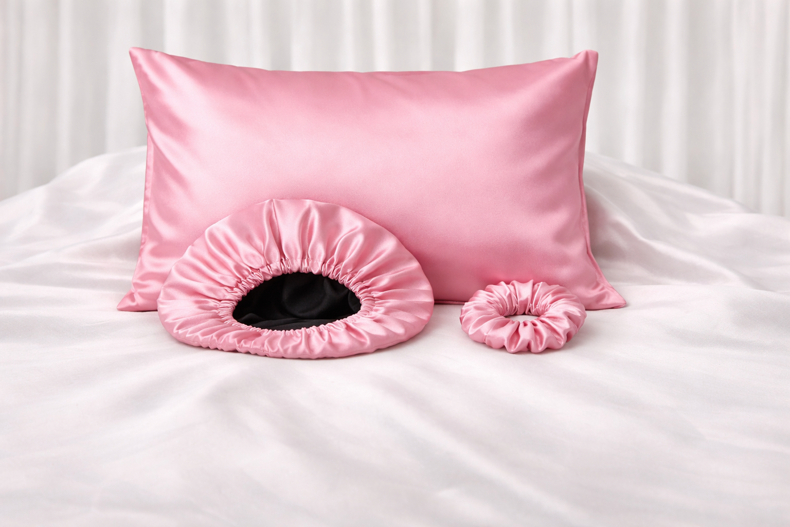 İpek Dokulu Saten Yastık Kılıfı Saten Bone Saten Toka Güzellik Saç Bakım Seti