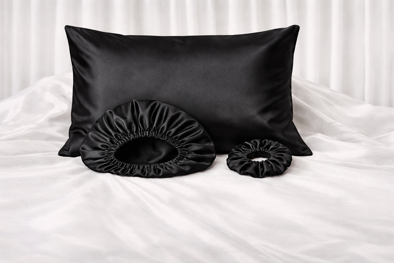 İpek Dokulu Saten Yastık Kılıfı Saten Bone Saten Toka Güzellik Saç Bakım Seti